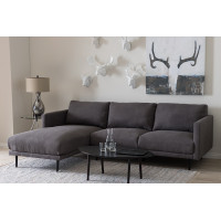 Baxton Studio U6049-Grey-LFC-SF Riley Retro Mid-Century Modern Grey Fabric Upholstered Left Facing Chaise Sectional Sofa